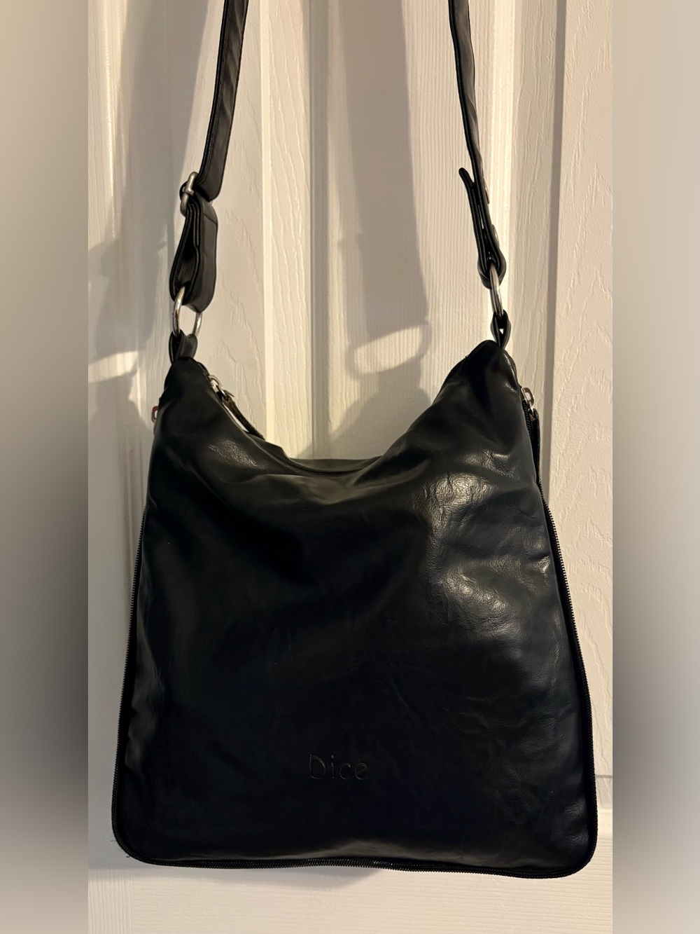 DICE Black Vegan Leather Shoulder Bag